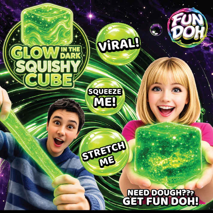 Fun Doh Glow in the Dark Squishy Sparkle Cube -