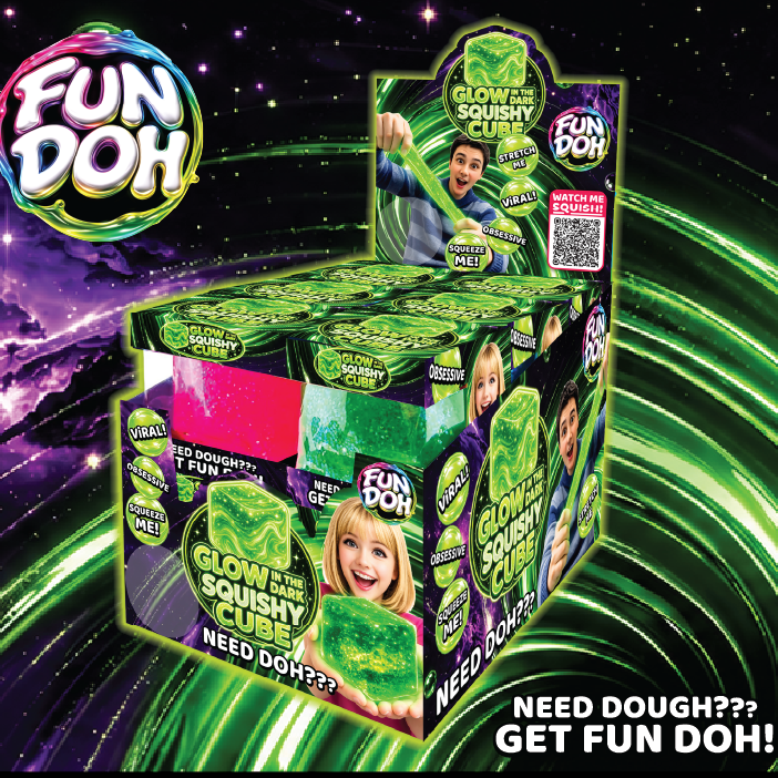 Fun Doh Glow in the Dark Squishy Sparkle Cube -