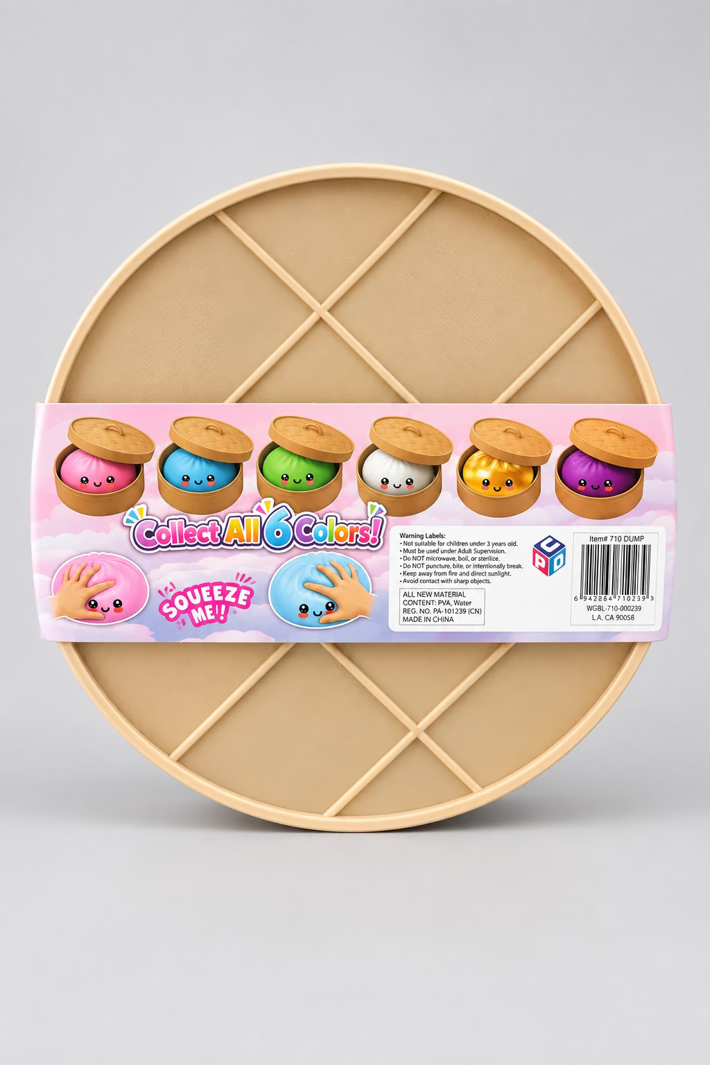 Fun Storm- 10" MEGA Squishy Giant Dumpling (w/ face) Gold Glitter