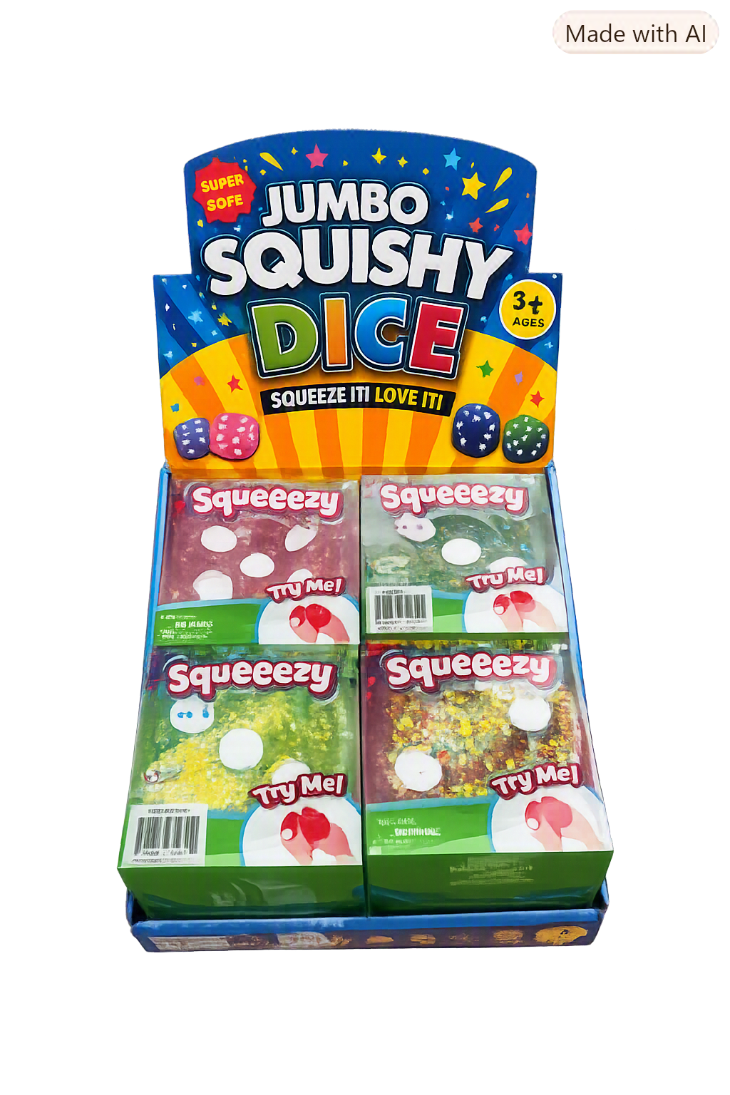 JUMBO Squeeezy Glitter Dice Squishy