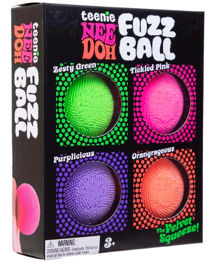 Schylling- NeeDoh- Teenie Fuzz Ball- Velvet Squeeze- 4pk