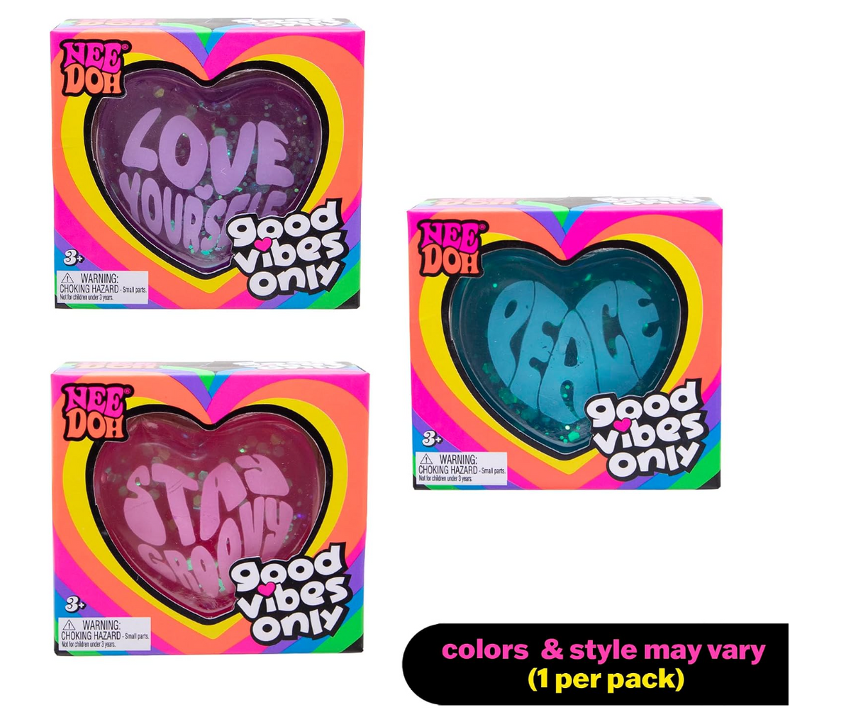 Schylling- NeeDoh- Good Vibes Only- Glitter Heart